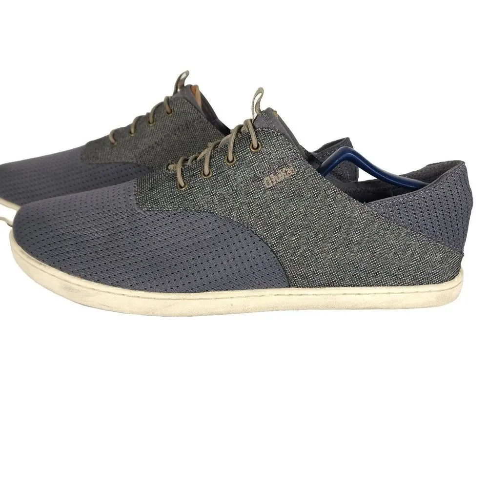 OluKai Men's Nohea Moku US 10 Gray Lace Up Flats Loafer Sneakers Shoes